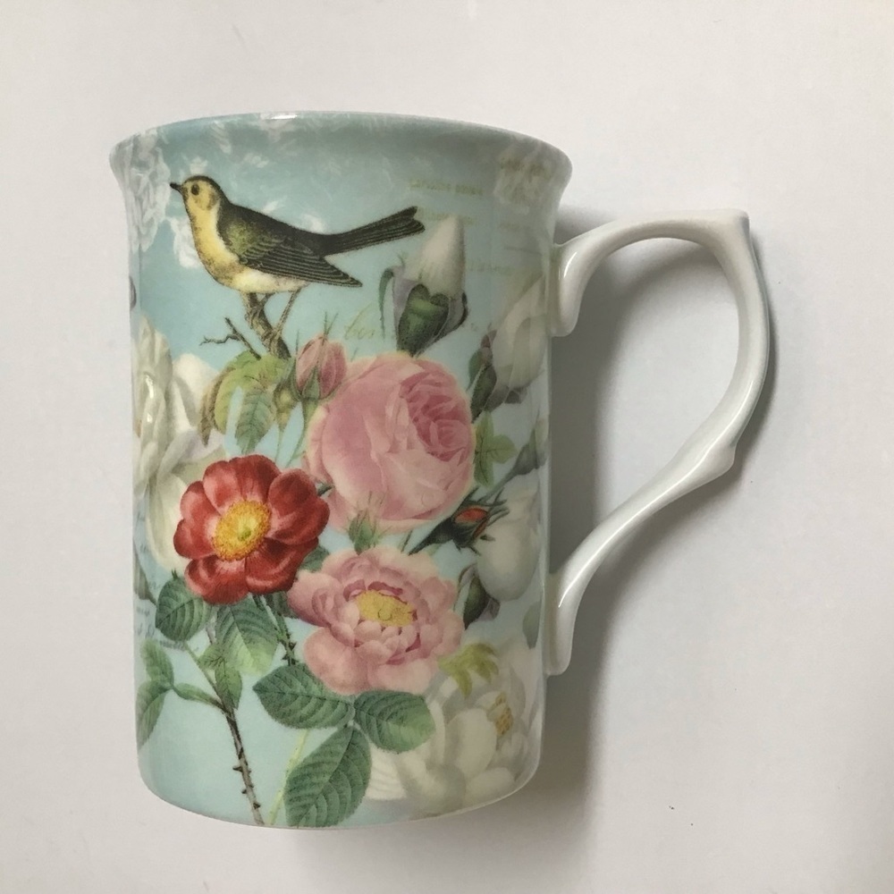 Stechcol Gracie Bone China Bird Coffee Mug Tea Cup Roses Butterfly Cottagecore